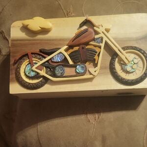 Handcrafted Wooden Motorcycle Decor